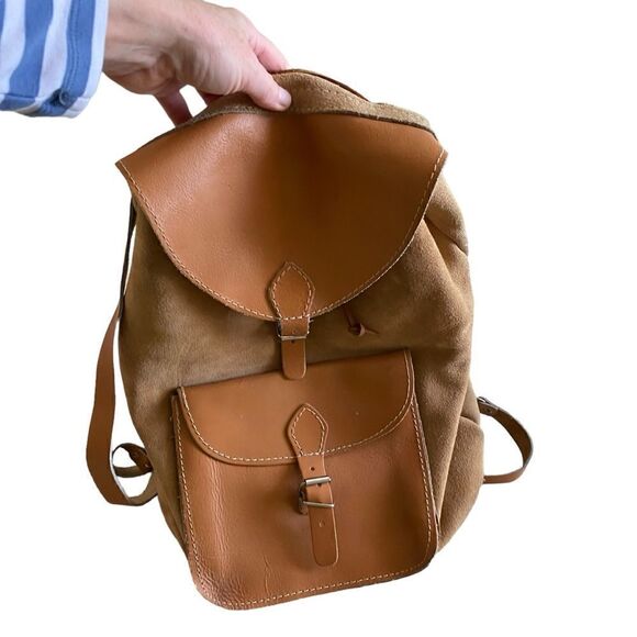 EUC Handmade Mexican Leather and Suede Knapsack - Picture 1 of 10
